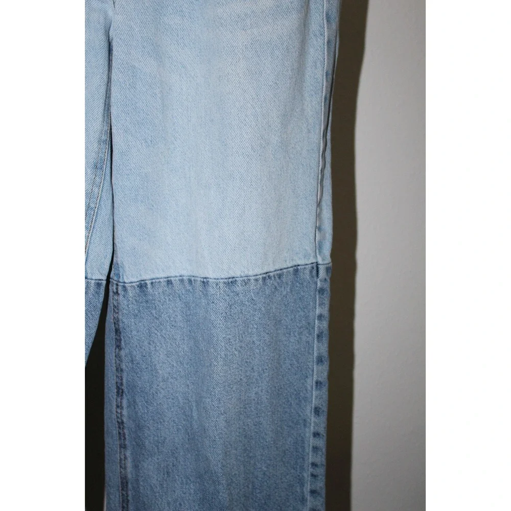PacSun Two Tone Baggy Jeans High Waisted Wide Leg Blue Denim Womens 24